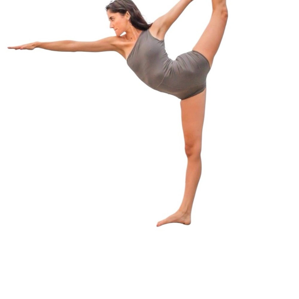 I. Toreheim Small Taupe Gray One Shoulder One Piece Swedish Yoga Workout